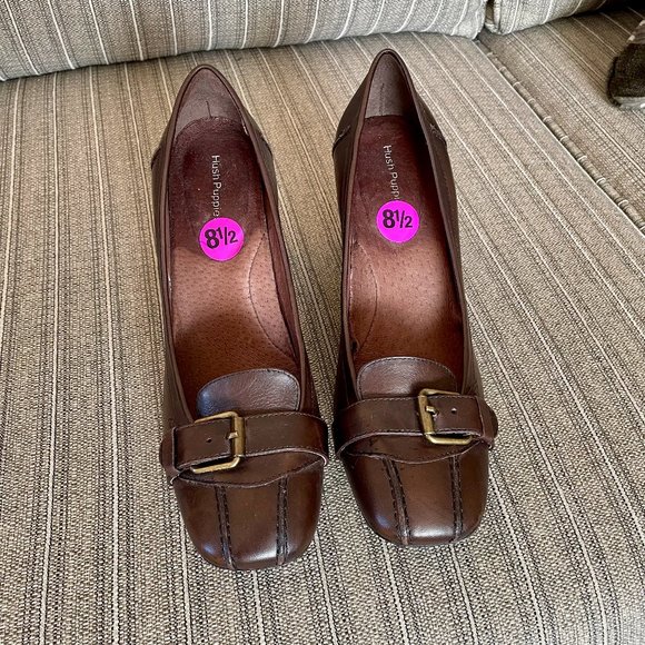 Hush Puppies Brown Block Heels - Picture 1 of 7